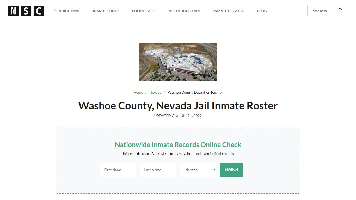 Washoe County, Nevada Jail Inmate Roster