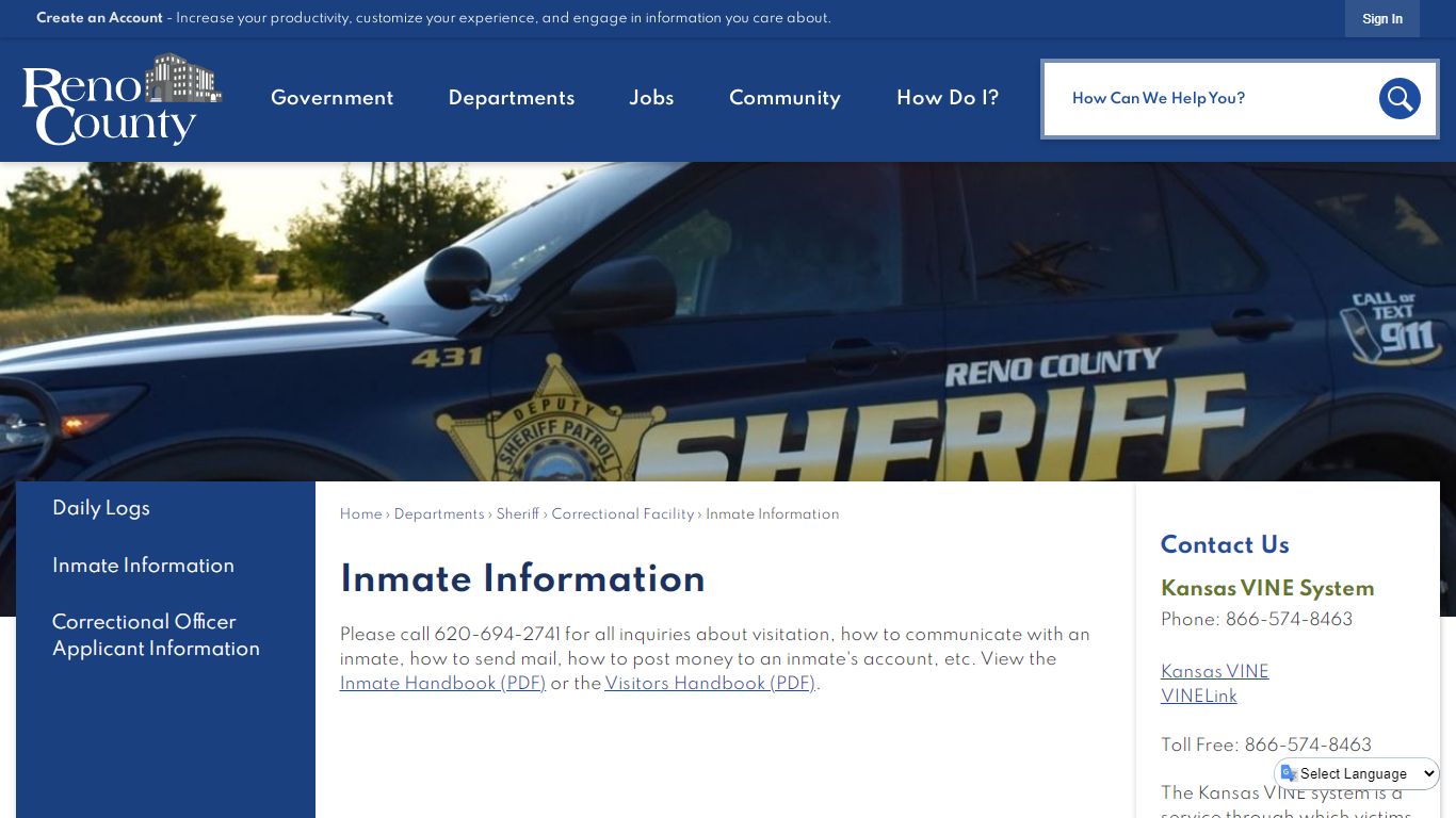 Inmate Information | Reno County, KS - Official Website